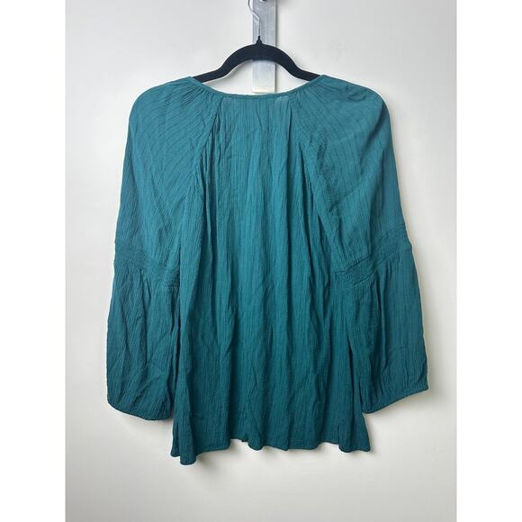 Magnolia Grace S Stitch Fix Green Embroidered Tunic Top Boho Blouse Tassel A41 - Picture 6 of 8